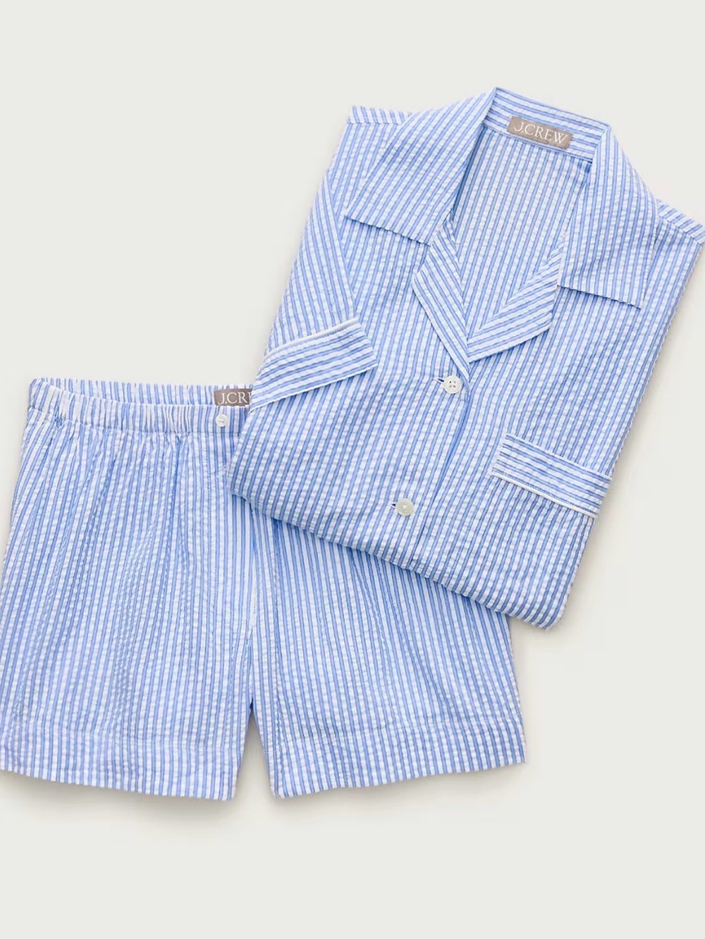 J. Crew Short-sleeve pajama short set in seersucker Large